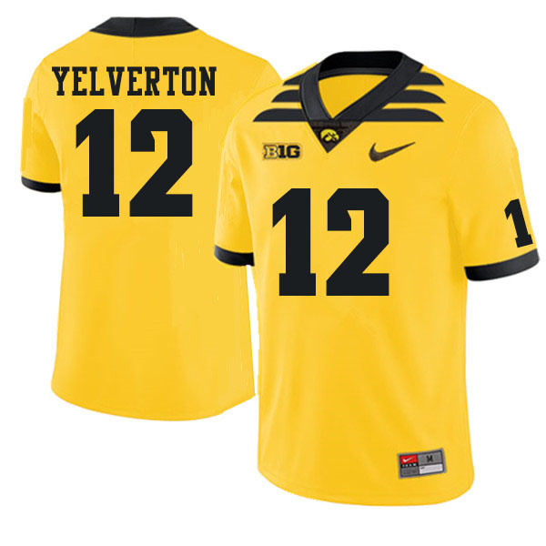 Men #12 Elijah Yelverton Iowa Hawkeyes College Football Jerseys Sale-Gold
